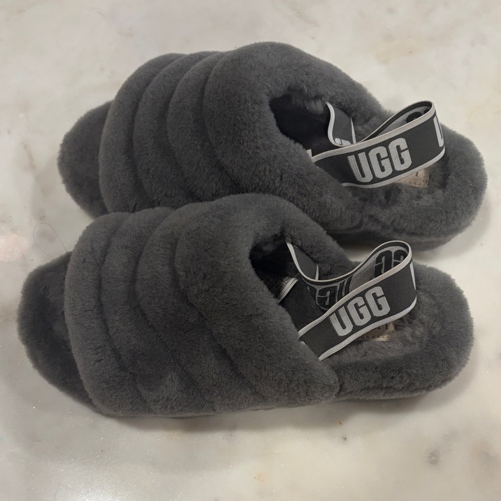 UGG Charcoal Plush Slippers